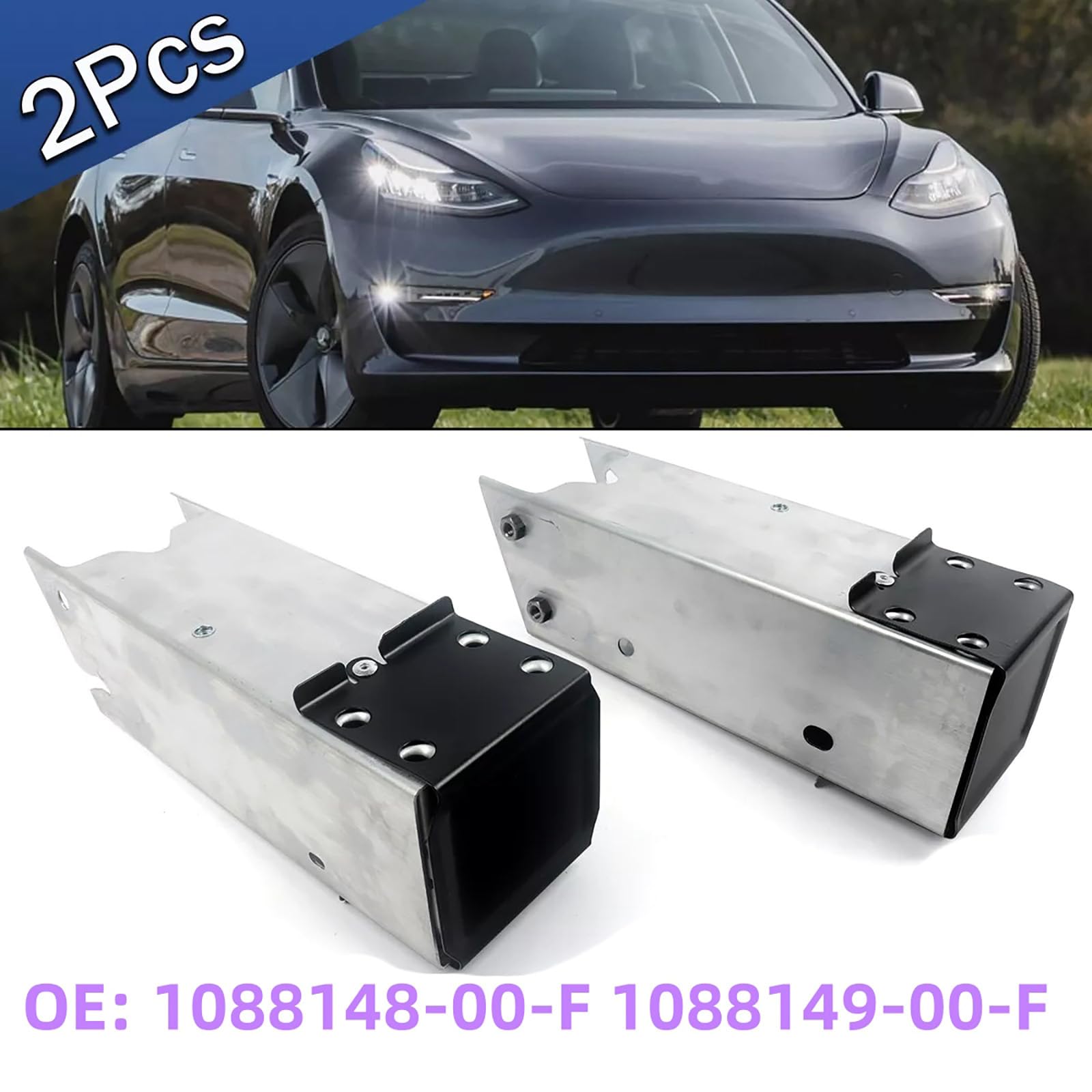 LH & RH Przednie zderzaki Wsporniki Ochrona antykolizyjna 1088148-00-F 1088149-00-F Pasuje do Tesla Model 3 2017-2023