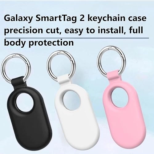 Miniatura 2 de Bingcok - Paquete de 2 fundas de silicona de cuerpo completo a prueba de golpes diseñadas para Samsung Galaxy SmartTag2, funda con llavero Smart Tag