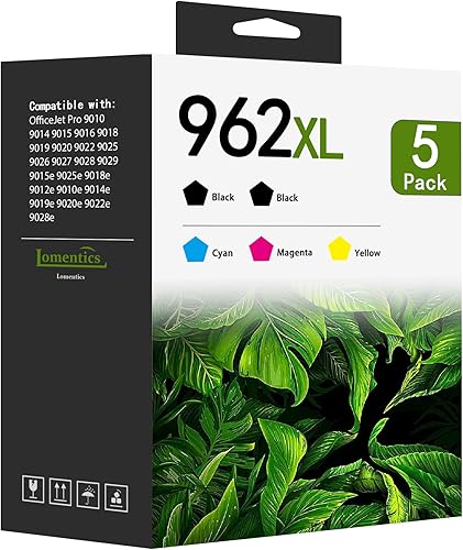 962XL - Paquete combinado de cartuchos de tinta (5 unidades, 2 negro/1 cian/1 magenta/1 amarillo) compatibles 962XL 962 cartuchos de tinta de