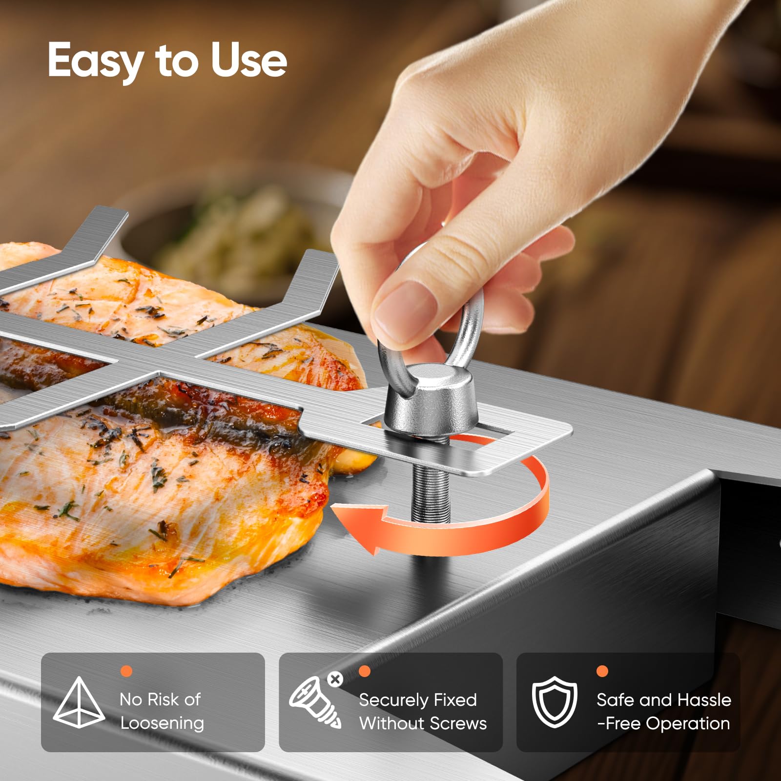 Flame Salmon Board Edelstahl - Drehbare Räucherplatte Für Grill & Feuerstelle Mit Handschuhen