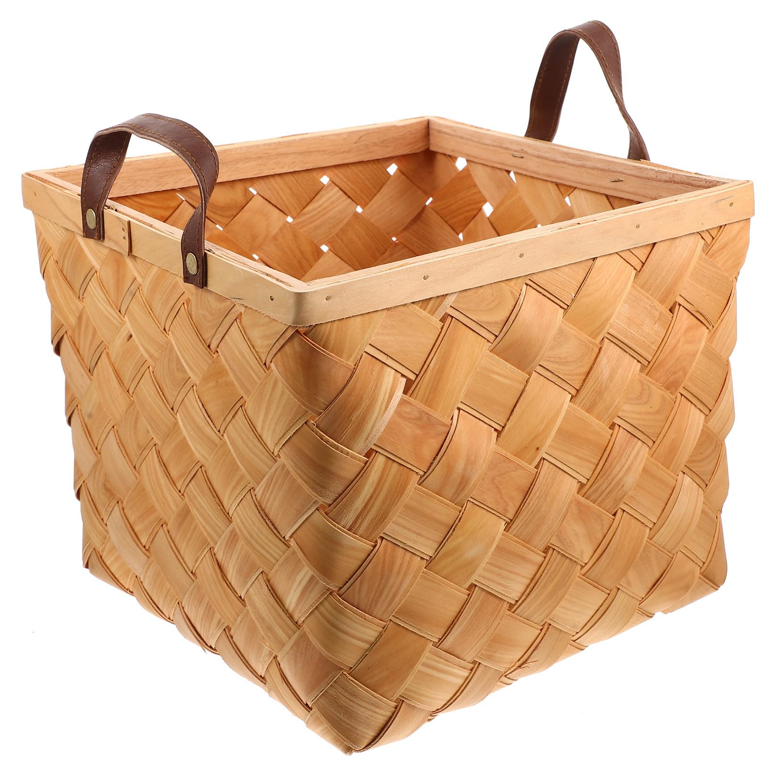 Cesta de madera tejida para organizar verduras, recolectar frutas y decorar la cocina
