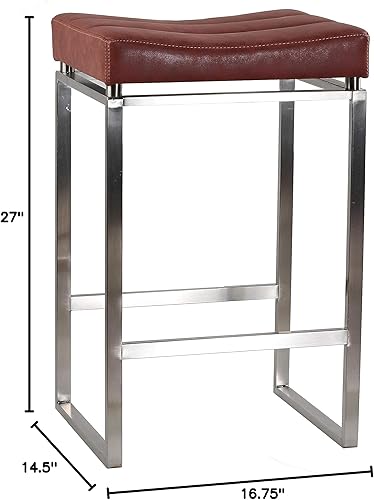 Miniatura 3 de Cortesi Home Taburete Isis de acero inoxidable cepillado, color rojo ladrillo retro