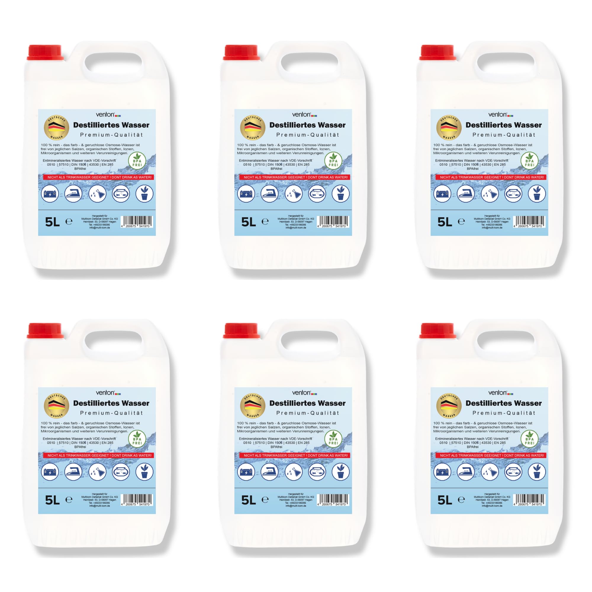 VENTON 125/150 litros de agua destilada (125 litros)