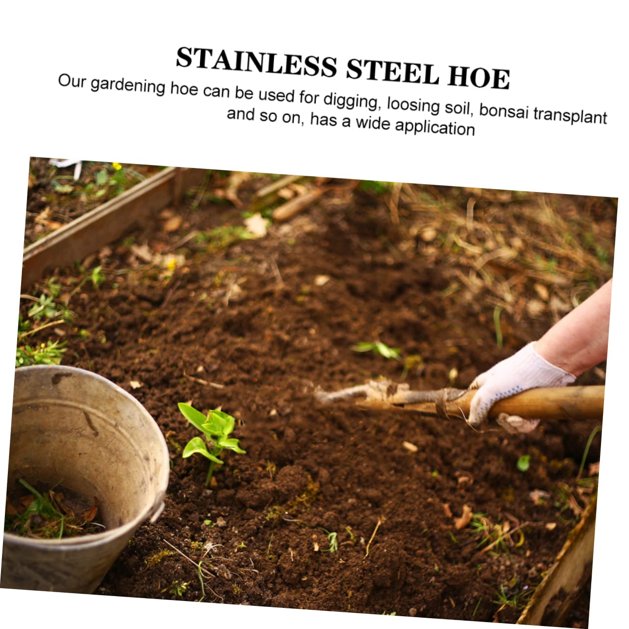 Piccola Vanga in Acciaio Inossidabile per Giardino e Orto, Strumento Manuale per Zappare, Sbattere Terreno, Coltivazione, Giardinaggio, Agricoltura