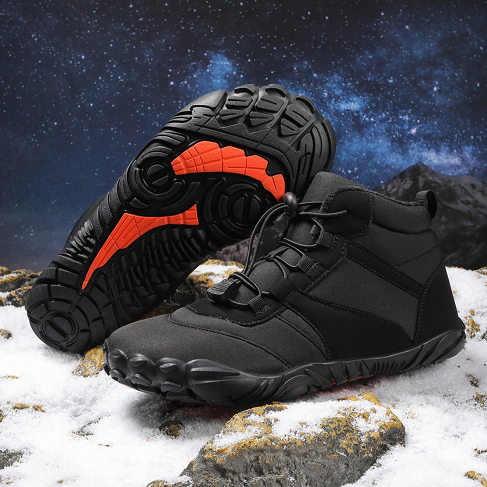 Scarpe a piedi nudi, foderate, da uomo, calde, invernali, impermeabili, da neve, invernali, con gambo corto, per l'inverno, per attività all'aria aperta, comodi