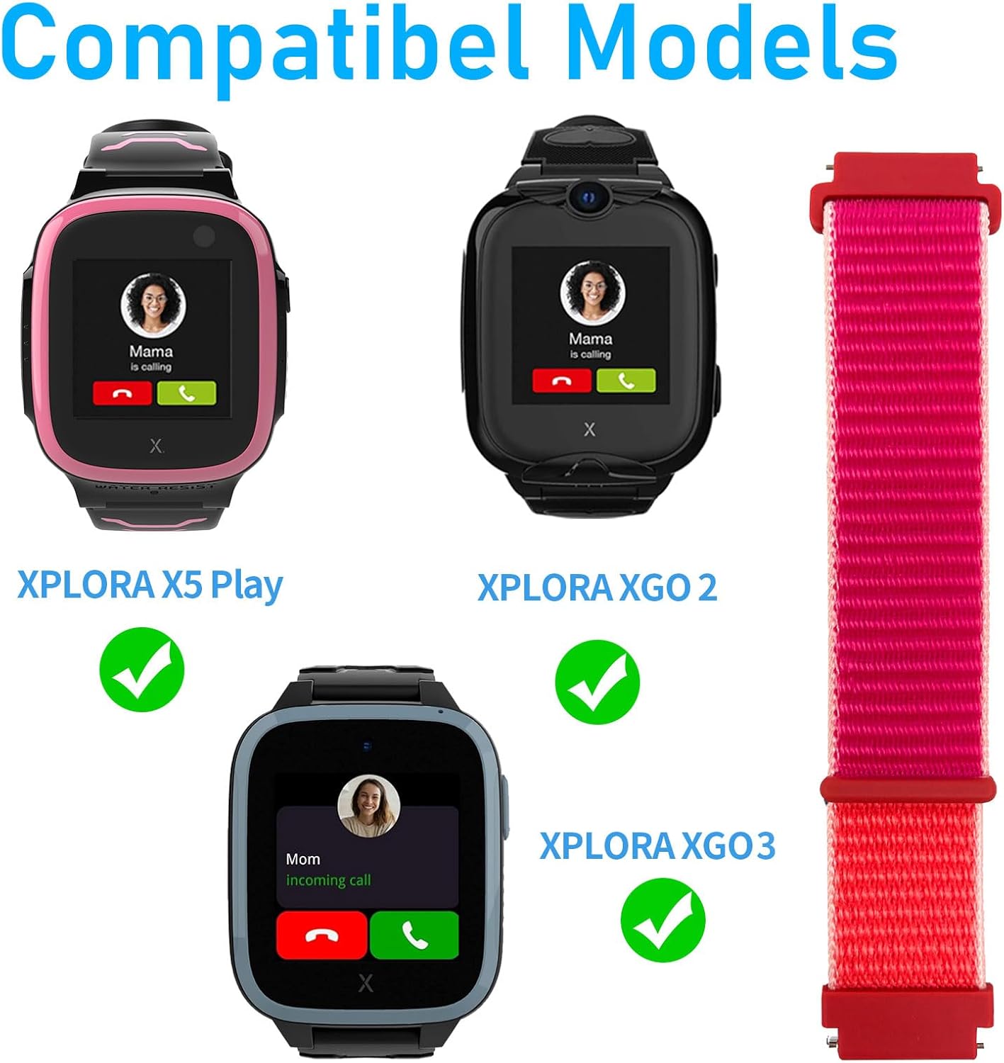 Image showing compatibility with Xplora X5 Play, XGO 2, and XGO 3 smartwatches