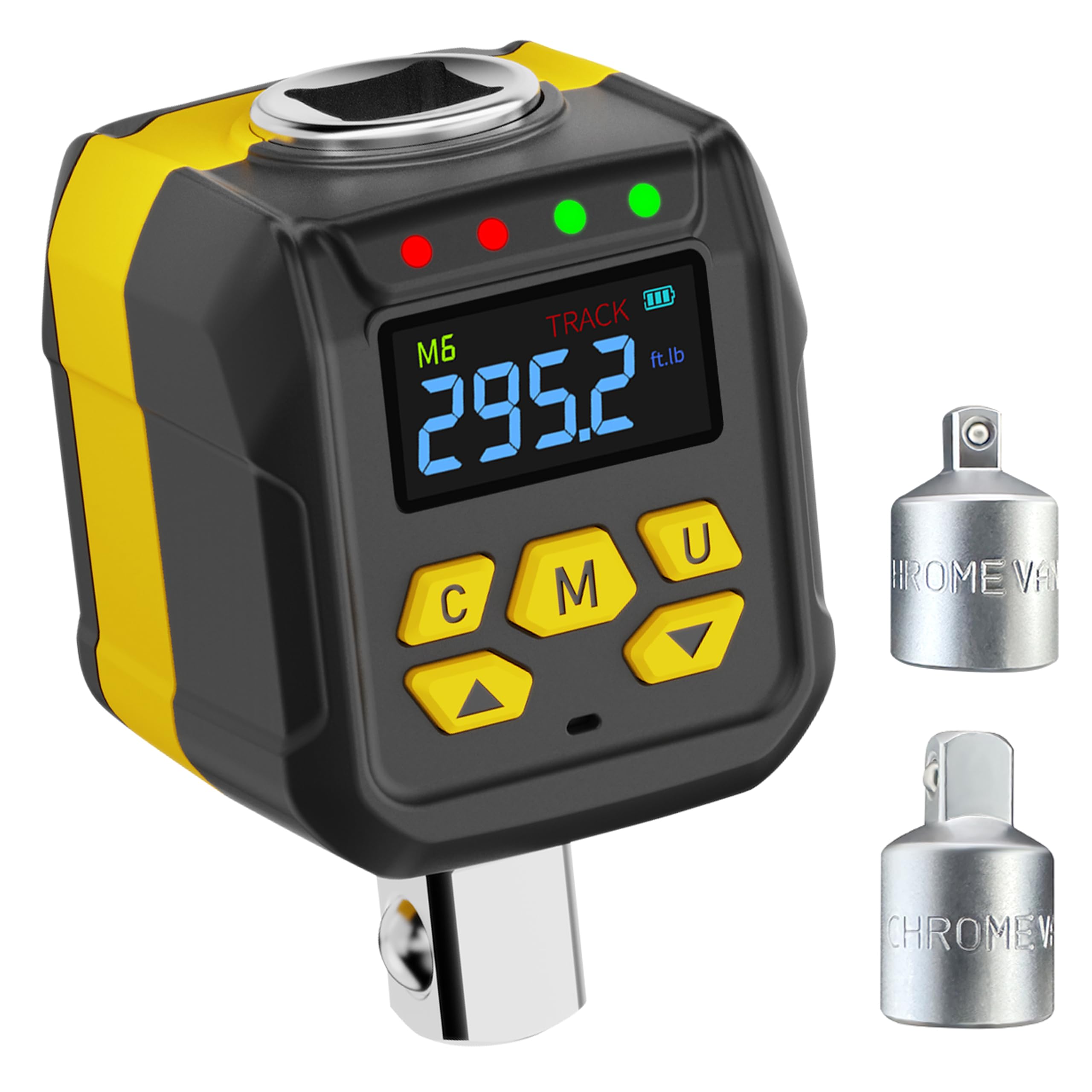 WAXTRON 1/2" Digital Torque Adapter Set, ±2% Accuracy (15-295 ft-lb), Buzzer & LED Indicator, Preset with Data Storage - Digital Torque Wrench Meter with 3/8" & 1/4" Sockets, Automotive-image-15