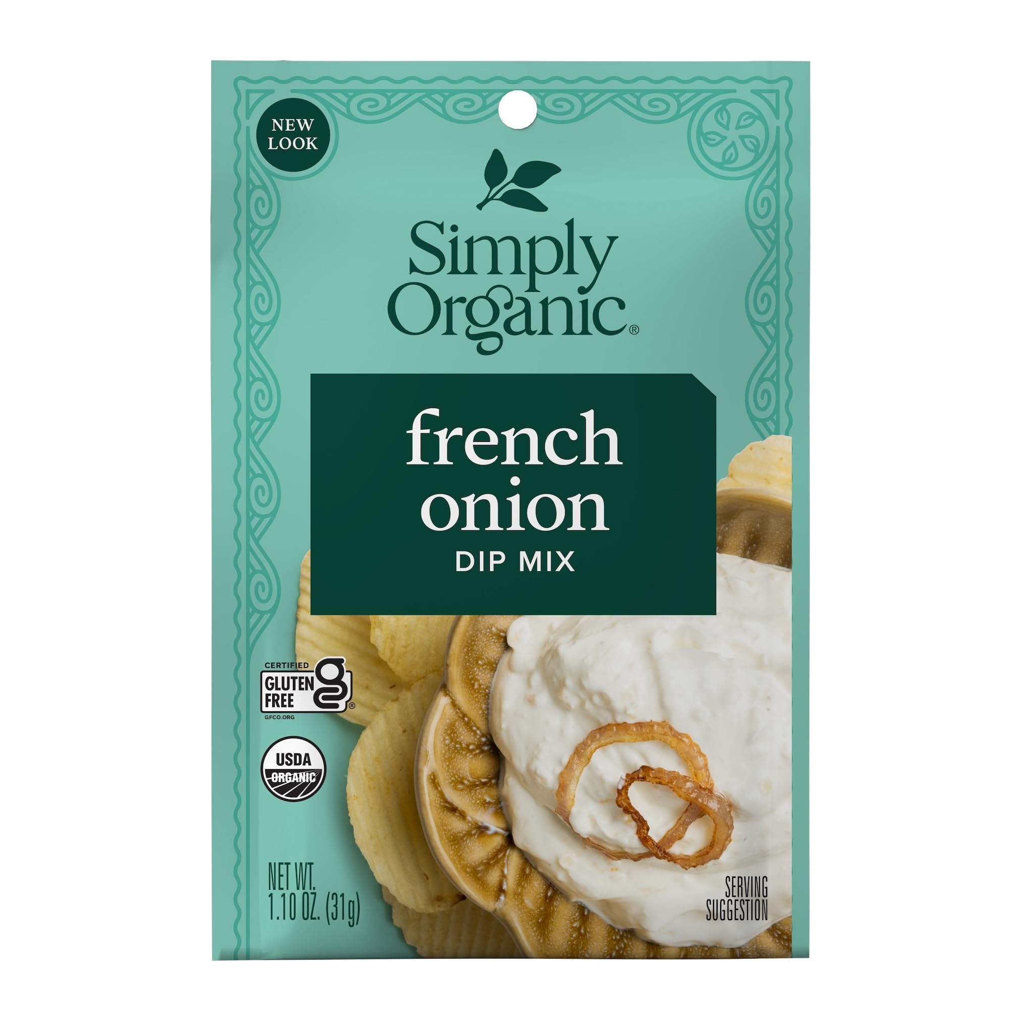 Simply Organic French Onion Dip, Certified Organic, Gluten-Free | 1.1 oz | Pack of 4