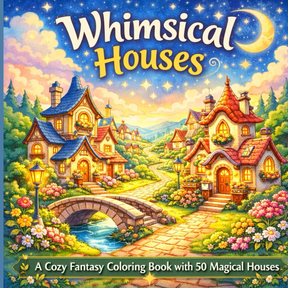 Whimsical Houses: A Cozy Fantasy Coloring Book with 50 Magical Houses