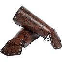 Nordic Clothing Accessories Bracers, Vintage Leather Bracers for Men, Viking Wolf Head Leather Bracers, Brown, 5 * 5 * 1cm gallery image