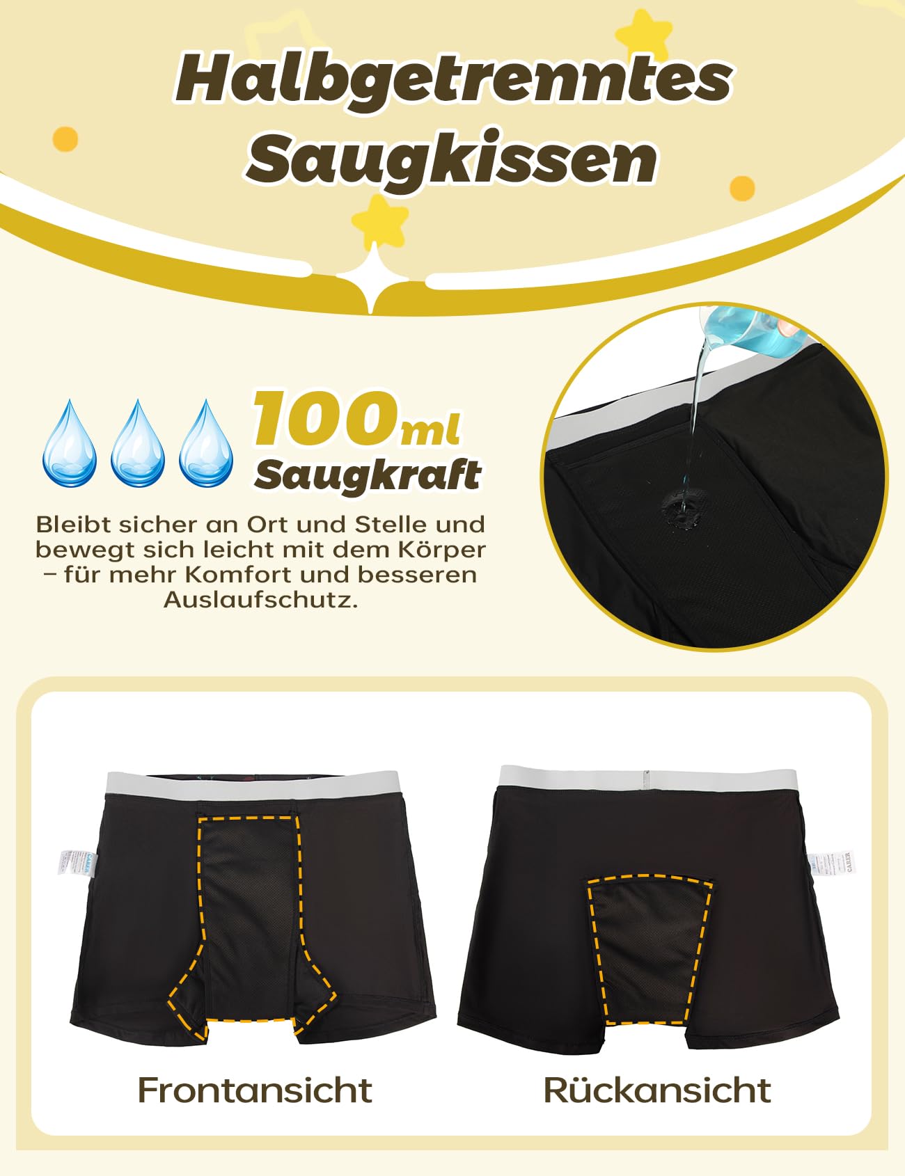 Carer 3er-Pack Jungen Inkontinenz-Boxershorts Waschbare Baumwollunterwäsche mit 100 ml Absorption für Leicht Harnverluste Bettnässen 146-152