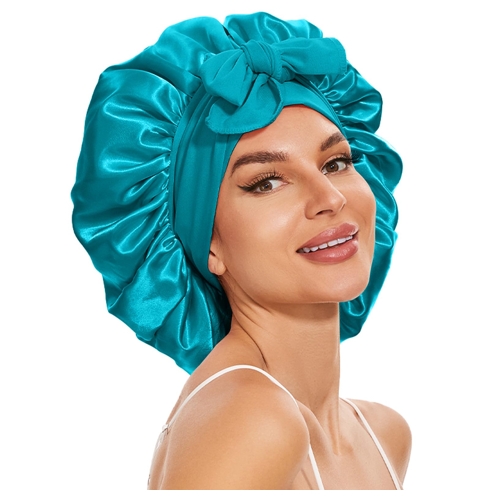 Satin Bonnet Silk Bonnet for Sleeping, Double Layer Large Hair Bonnets for Women Men Natural Curly Hair