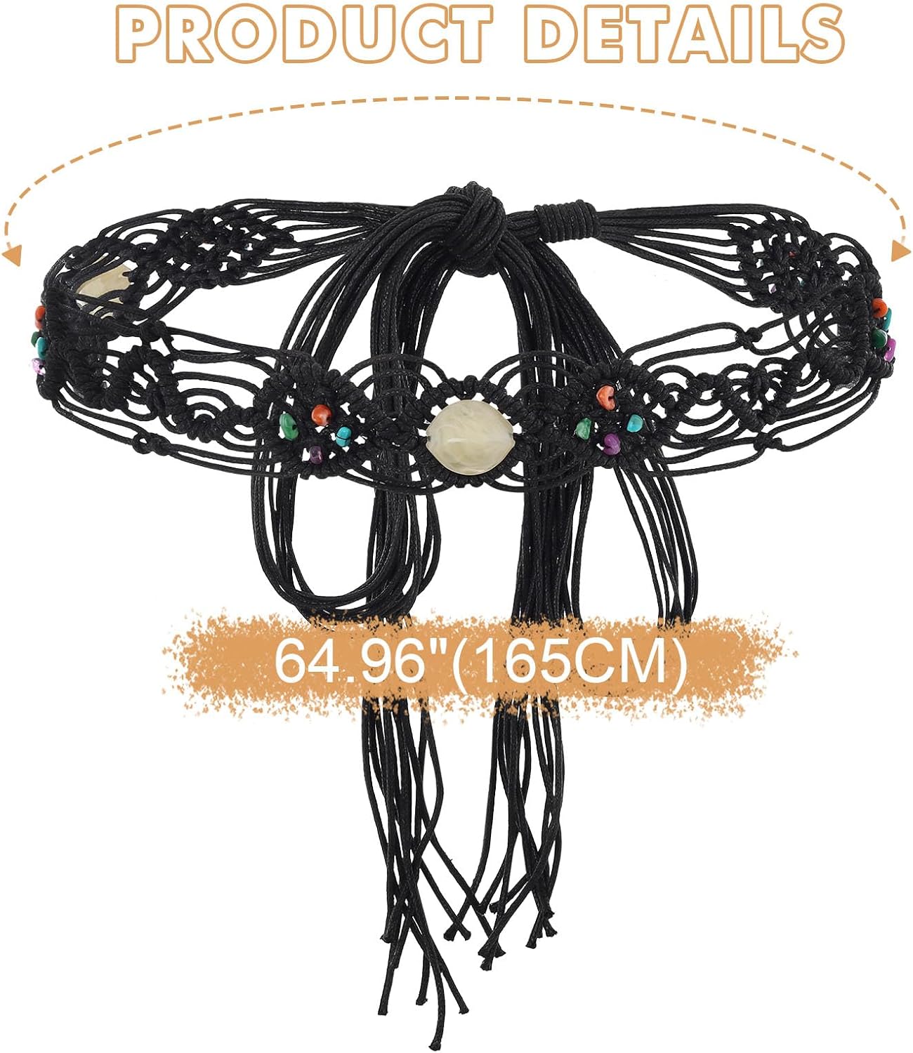 Bohend Boho Braided Belts Women Tie Colorful Western Woven Belt Wrap Rope Hippie Belts for Dresses - Image 4