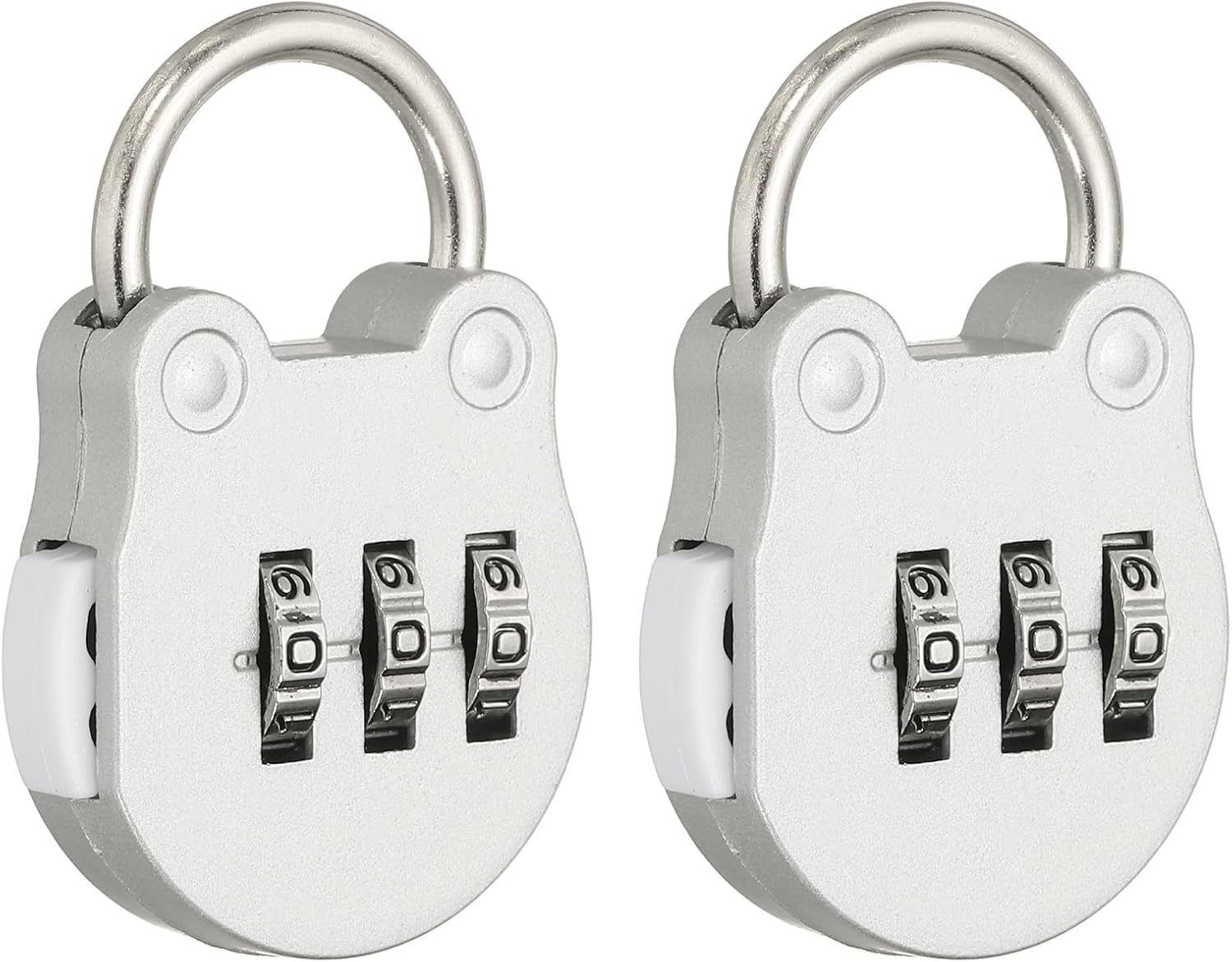 PATIKIL Combination Padlock (Small, Silver)(2 Pcs), 3-Digit Cute Combo Padlock Resettable Luggage Locks, Suit for Gym Locker/Fence/Storage/Toolbox/Cabinets