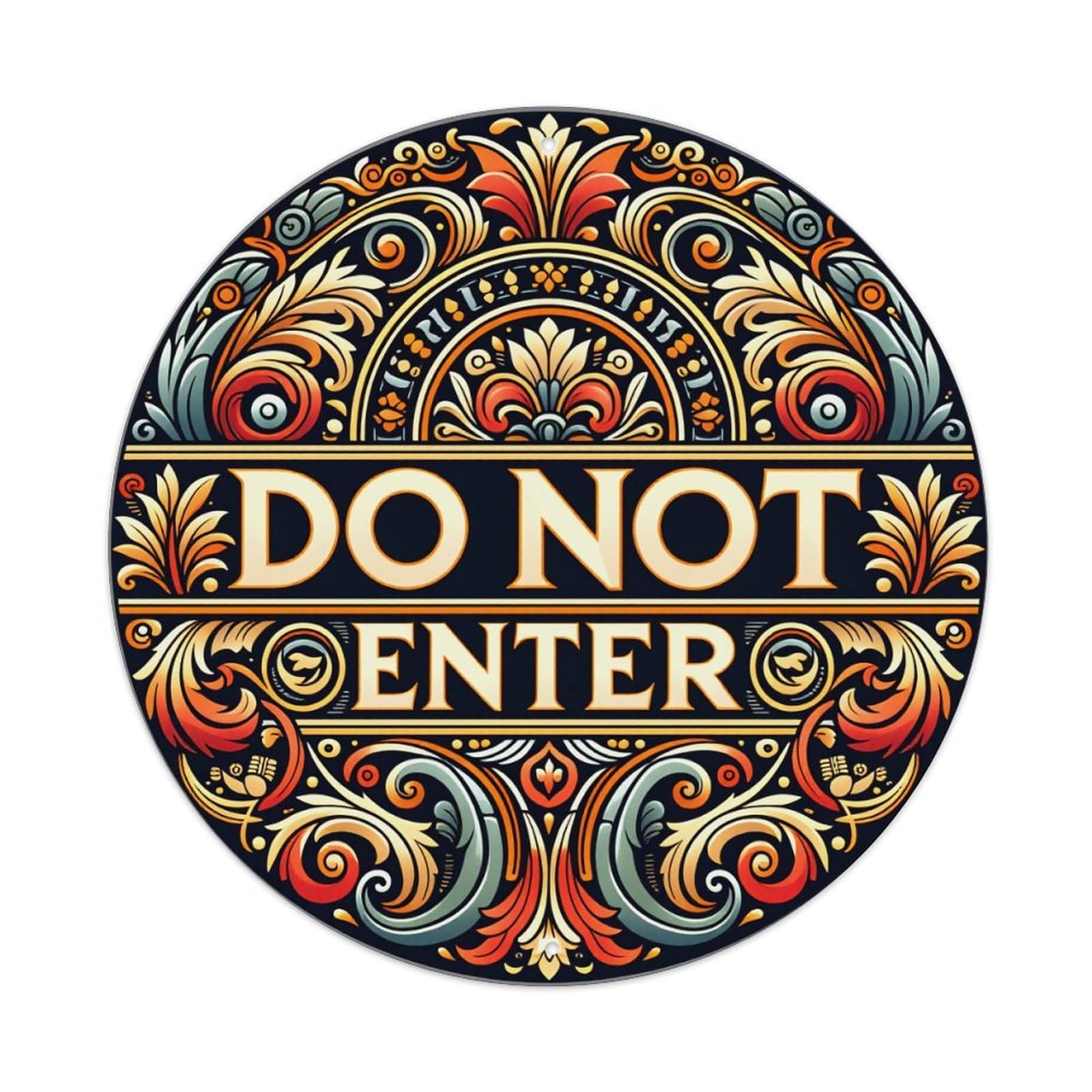 Ornate Circular Design With Vibrant Floral Motifs And Bold Text Round Vintage Tin Sign,Retro Wall Art,Metal Poster for Home, Bar, Garage, Cafe, Rustic Indoor & Outdoor Decor, 8x8 Inches