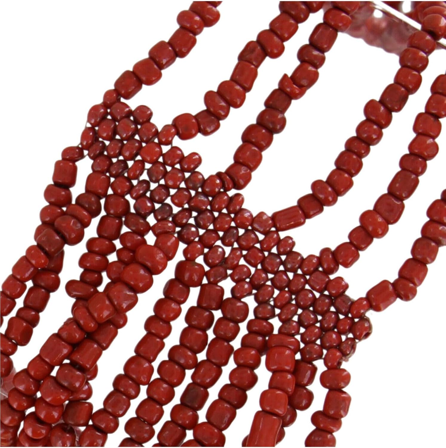 Red Glass Beaded Multi Strand Layered Collar Bib Necklace For Women 16-18" Fashion Necklaces Trendy Accessories Stylish Additions Chic Details