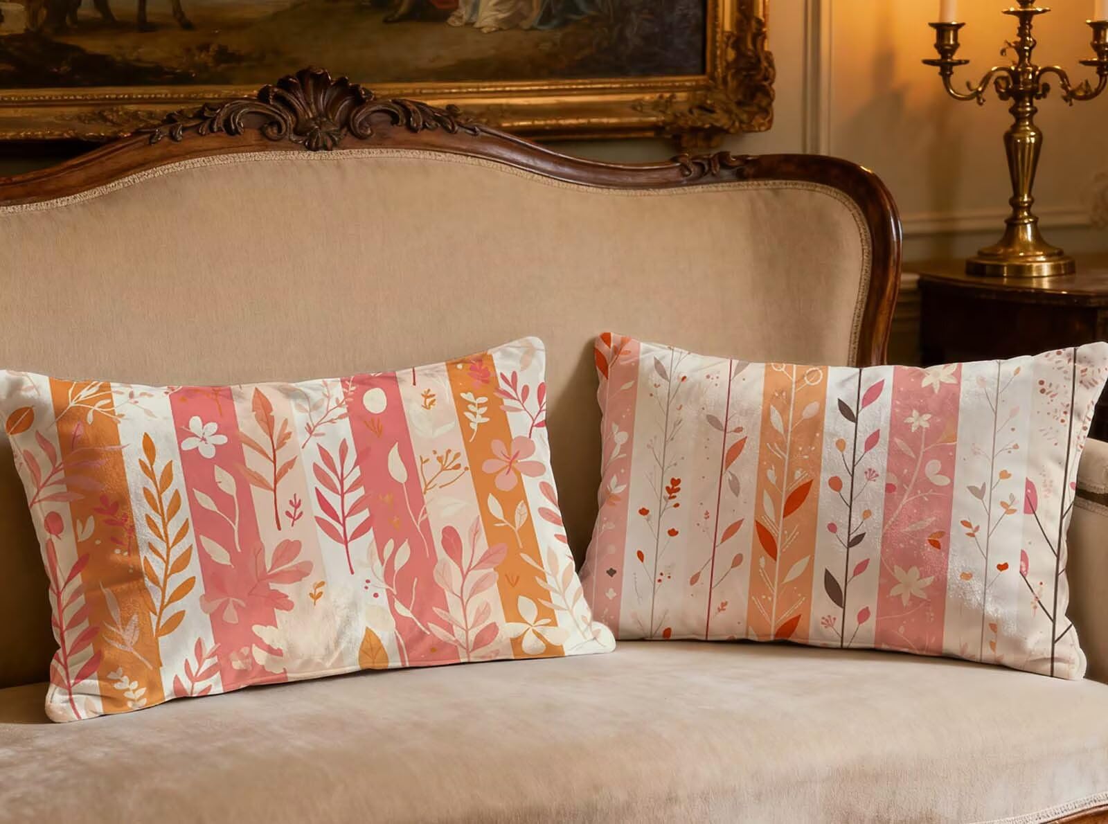 Housse de coussin rose 60x90 cm lot de 2 en velours imprimé double face O-218B