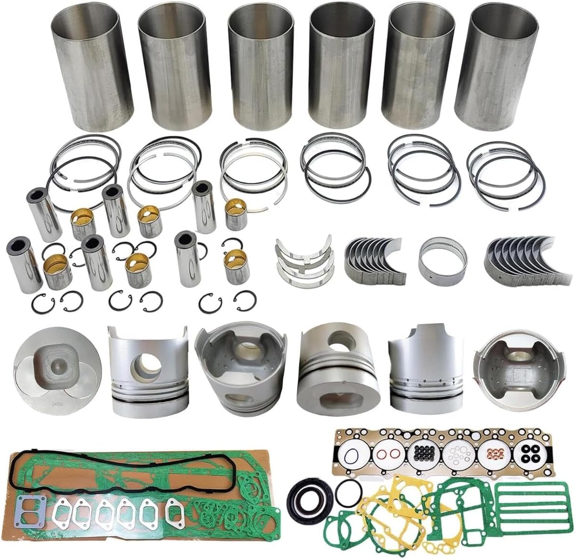 6BF1 Overhaul Rebuild Kit Piston Liner Kit With Gasket Kit 1-12111-345-0 1-12111-871-0 For Isuzu 6BF1 Engine Excavator Tractor Piston Diameter 105mm Height 110mm