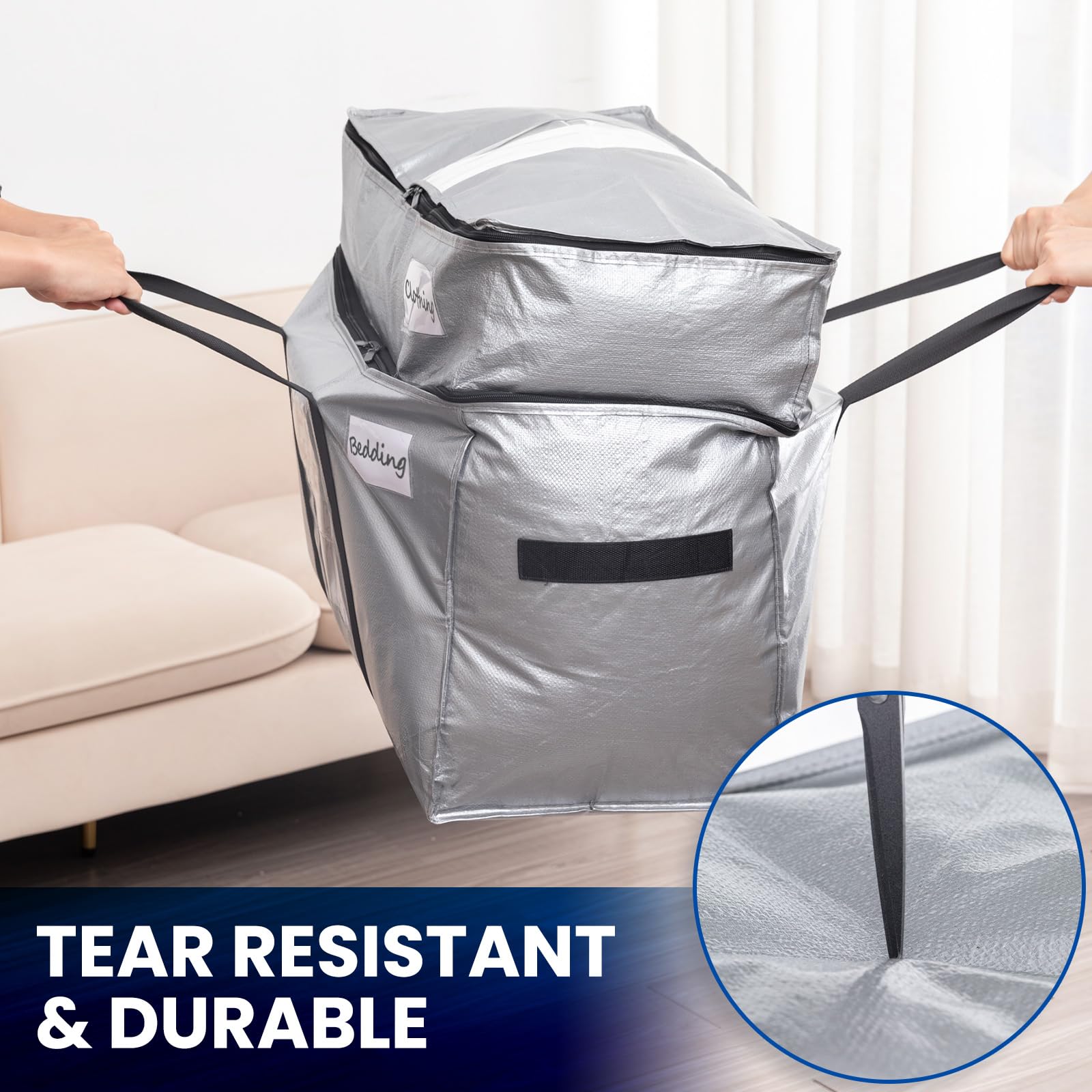 TAILI Double Layer Moving Bags Heavy Duty Extra Large,Moving House Essentials,Strong Handles & Zips,Clothes Storage, Packing - Image 4