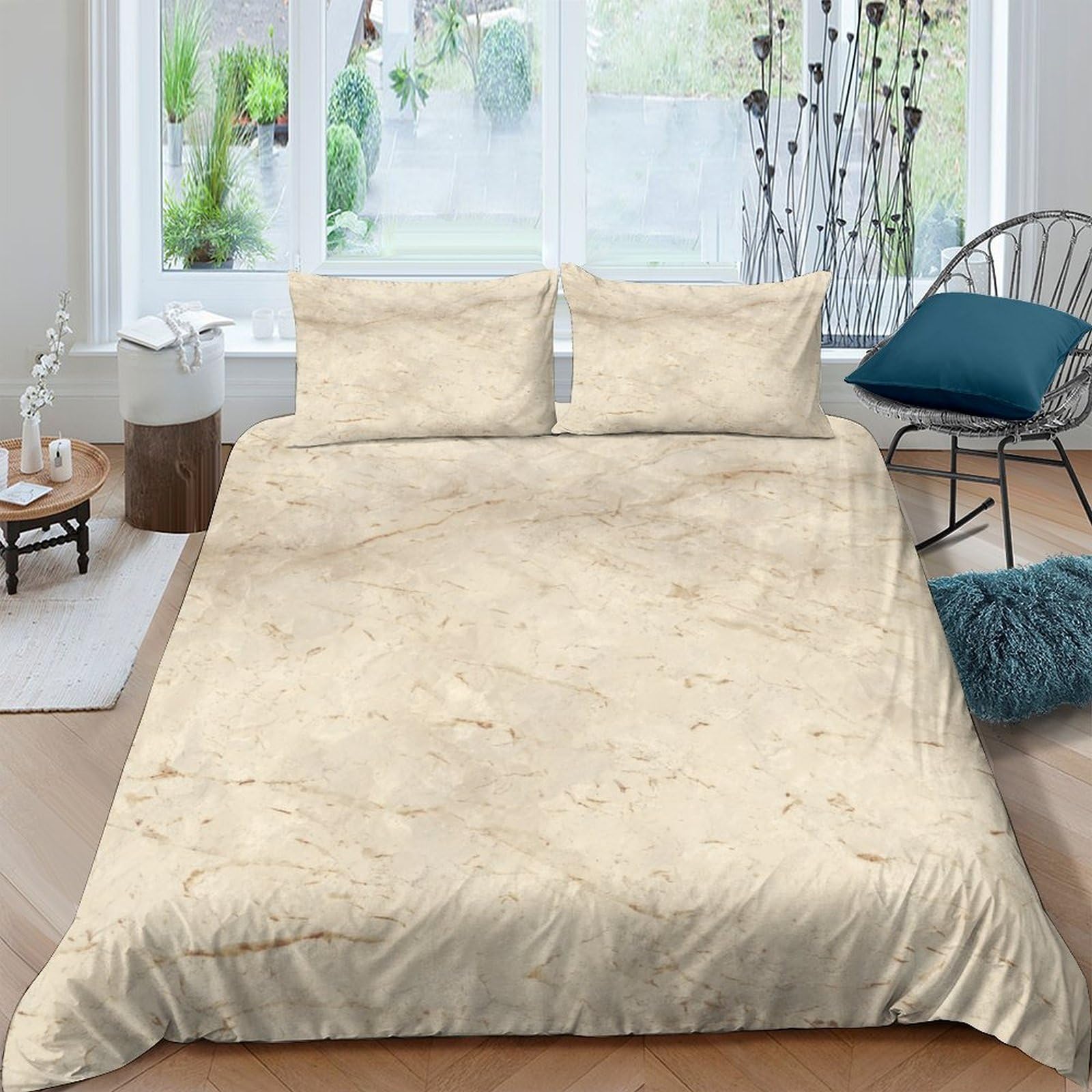 Ctjqhvkz Style-1 3D Printed Beige Marble Texture Fitted Sheet Microfiber Soft Breathable Abstract Pattern Mattress Cover For Bedroom Guest Room Single（135X200cm）