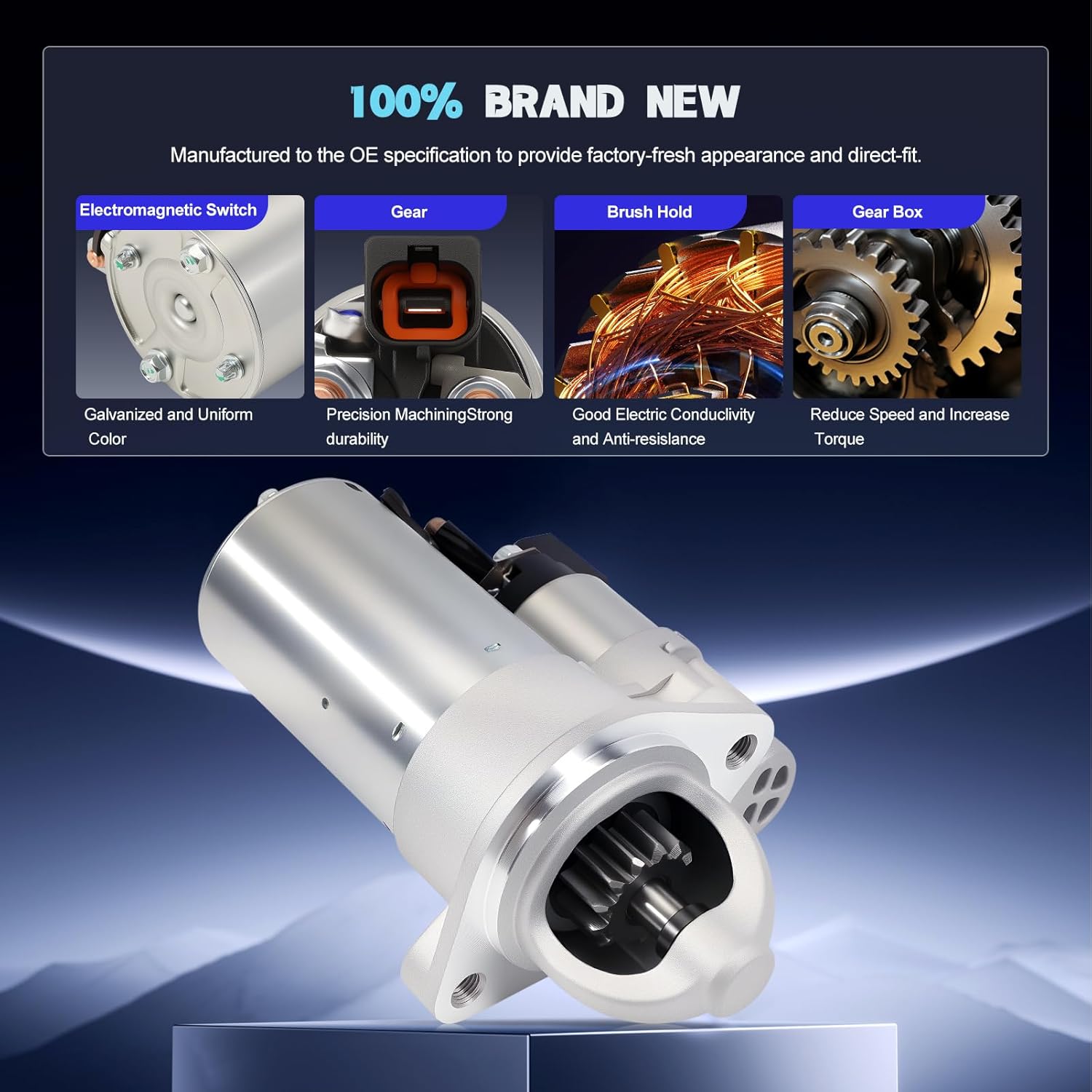 GRACEGALAXY Starter Motor 1.2KW 12 V Fits for Hyundai Elantra 2014-2020 Kia Forte 2019-2021 13-Teeth Replaces 361002E551
