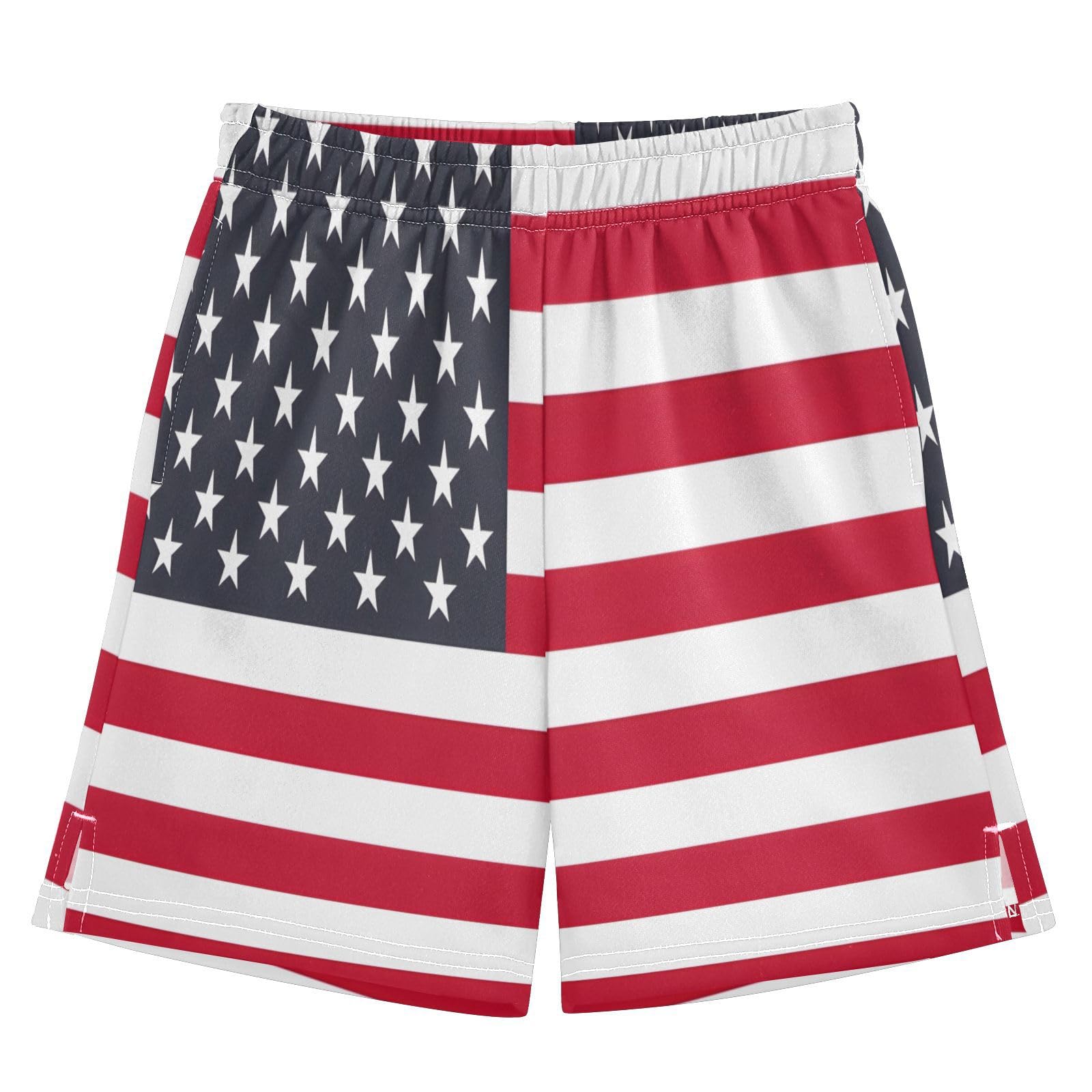 panksolu Us Flag Boys' Shorts Summer Cotton Adjust Pocket Boys Shorts Size 8 Years Multicolor