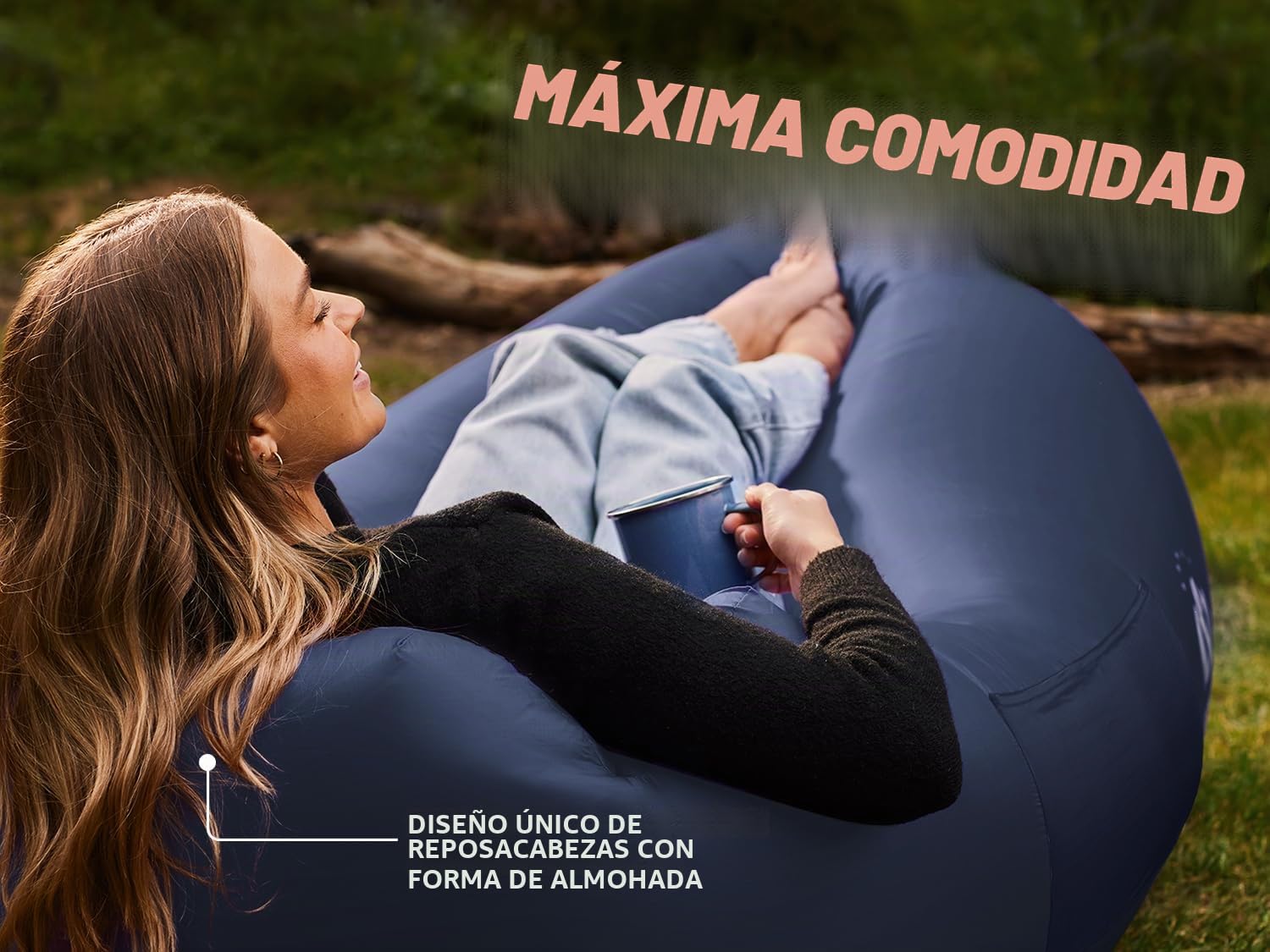 WEKAPO Tumbona Inflable para Acampada y Playa, sofá Inflable portátil para Senderismo, césped, películas y Festivales de música en Interiores y Exteriores. Hamaca de Aire Ligera y fácil de Instalar