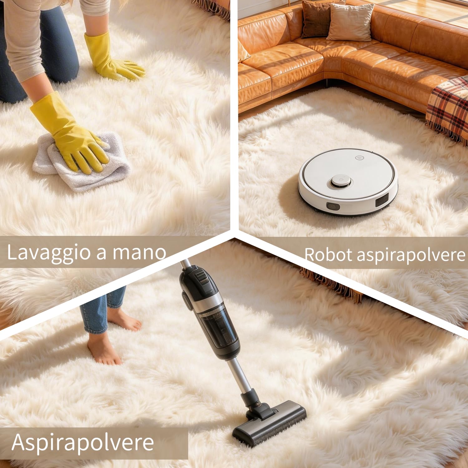 Tappeto per Soggiorno Moderno 200x300 cm Crema, Morbido a Pelo Lungo, Lavabile a Mano e Antiscivolo, Formato Maxi, Ideale anche per Camera da Letto | pelo lungo, lavabile, certificato Oeko-Tex, schiuma 35D, per camera da letto, fondo antiscivolo, soffice