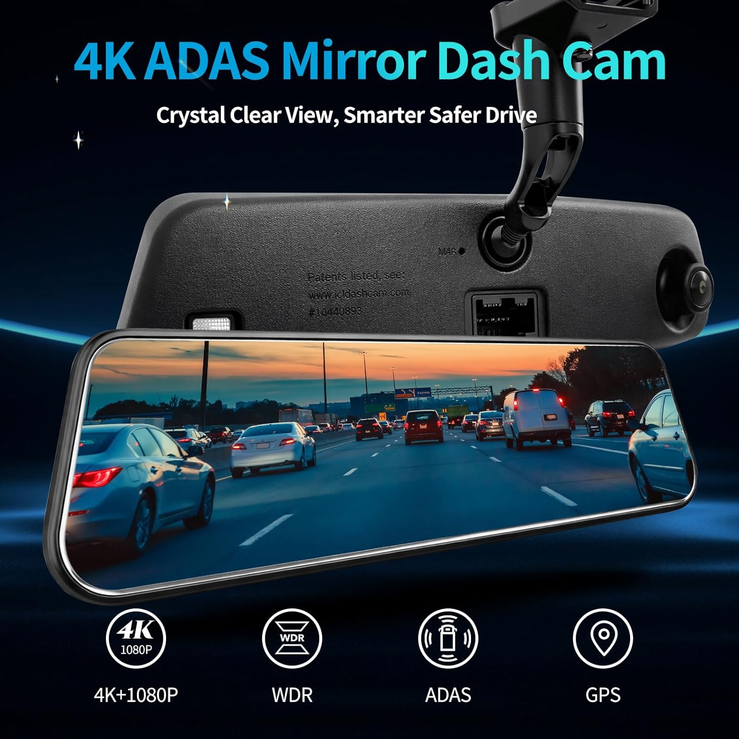 KCV 4K Rear Mirror Dash Cam for Ford F150 F250 F350 (2009-2025 with 16pin Auto dimming), Front 4K + Rear 1080P Camera, Integrated Replacement OEM Look, Plug & Play, Free 64GB Card