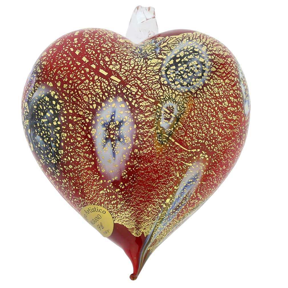 Glass Of Venice Ornamento Di Natale Millefiori Medio – Vetro Di Murano Soffiato, Oro Rosso
