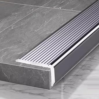 Aluminum Alloy L-Shaped Non-Slip Metal Stair Nosing,Transition Strip Flooring Outdoor Indoor Stair Nosing Strip, Step Tread Trim Strips, Vinyl Floor Transition Strips, For Indoor Outdoor St