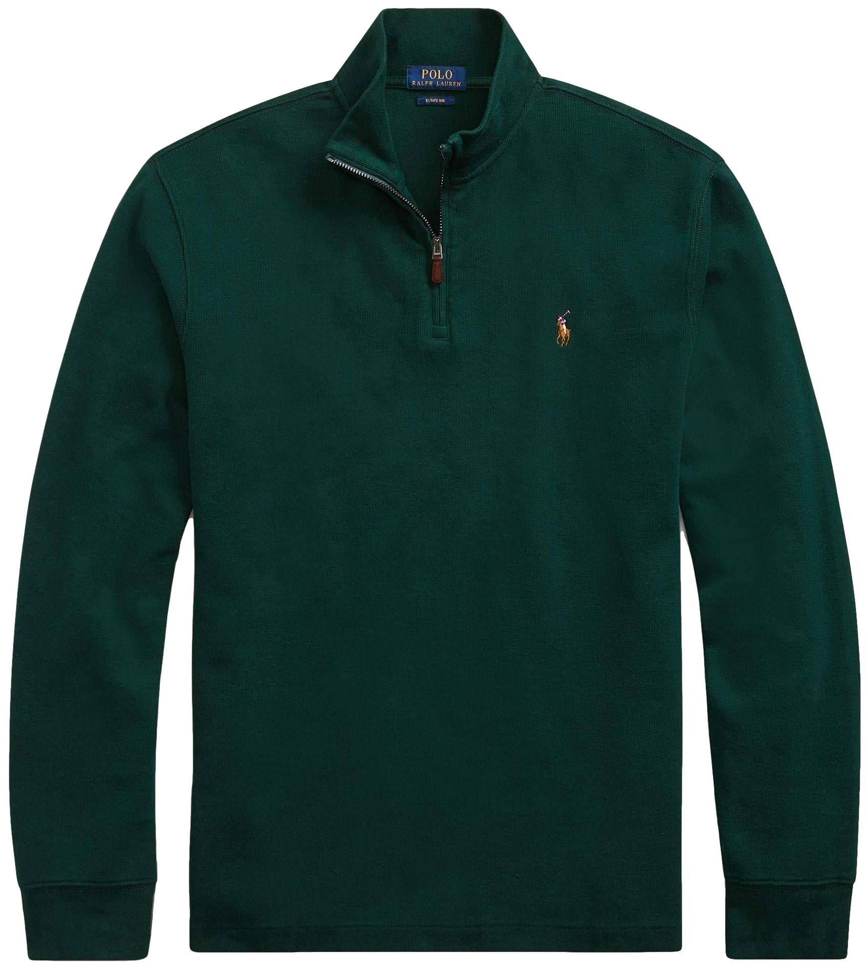 Polo Ralph Lauren Men's Ralph-Lauren Pine Green Long Sleeve Fleece Quarter Zip Sweatshirt, Xxl