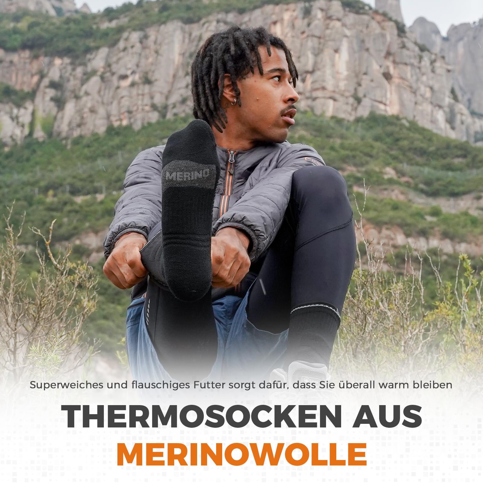 Rahhint Calcetines de senderismo Merino Calcetines de compresión Calcetines de trekking acolchados antiampollas 3 pares para hombres, mujeres y niños Talla 31-52