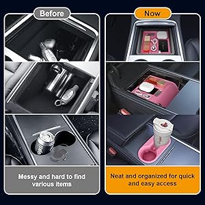 BANKKY Center Console Organizer Tray 5PCS for Tesla Model Y Accessories 2024-2020(Not Fit Model Y Juniper), Armrest Storage Tray and Hidden Storage Box, Cup Holder Insert, Under Seat Storage Box