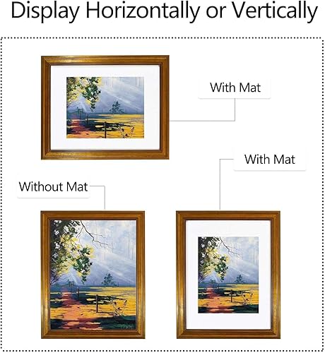 Miniatura 3 de Golden State Art, Marco de fotos dorado oscuro de 11 x 14 pulgadas, para colgar en la pared, incluye paspartú blanco para fotos de 8 x 10 pulgadas y