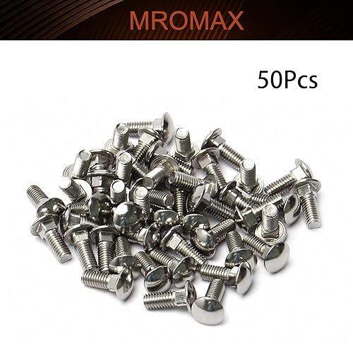Miniatura 25 de MroMax Pernos de carro M6x16mm cabeza media redonda cuello cuadrado pernos sujetadores 304 acero inoxidable cuello carro perno tono plateado