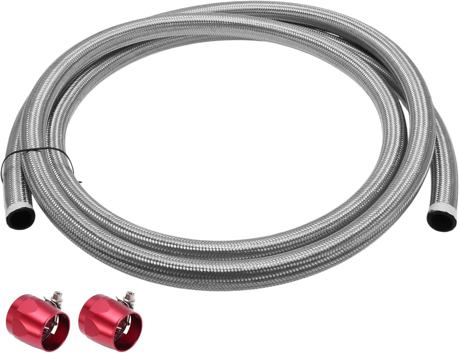 AN-16 Fuel Line Kit 12ft Vacuum Hose Automotive Fuel Hose with 2 Clamps 1 Set