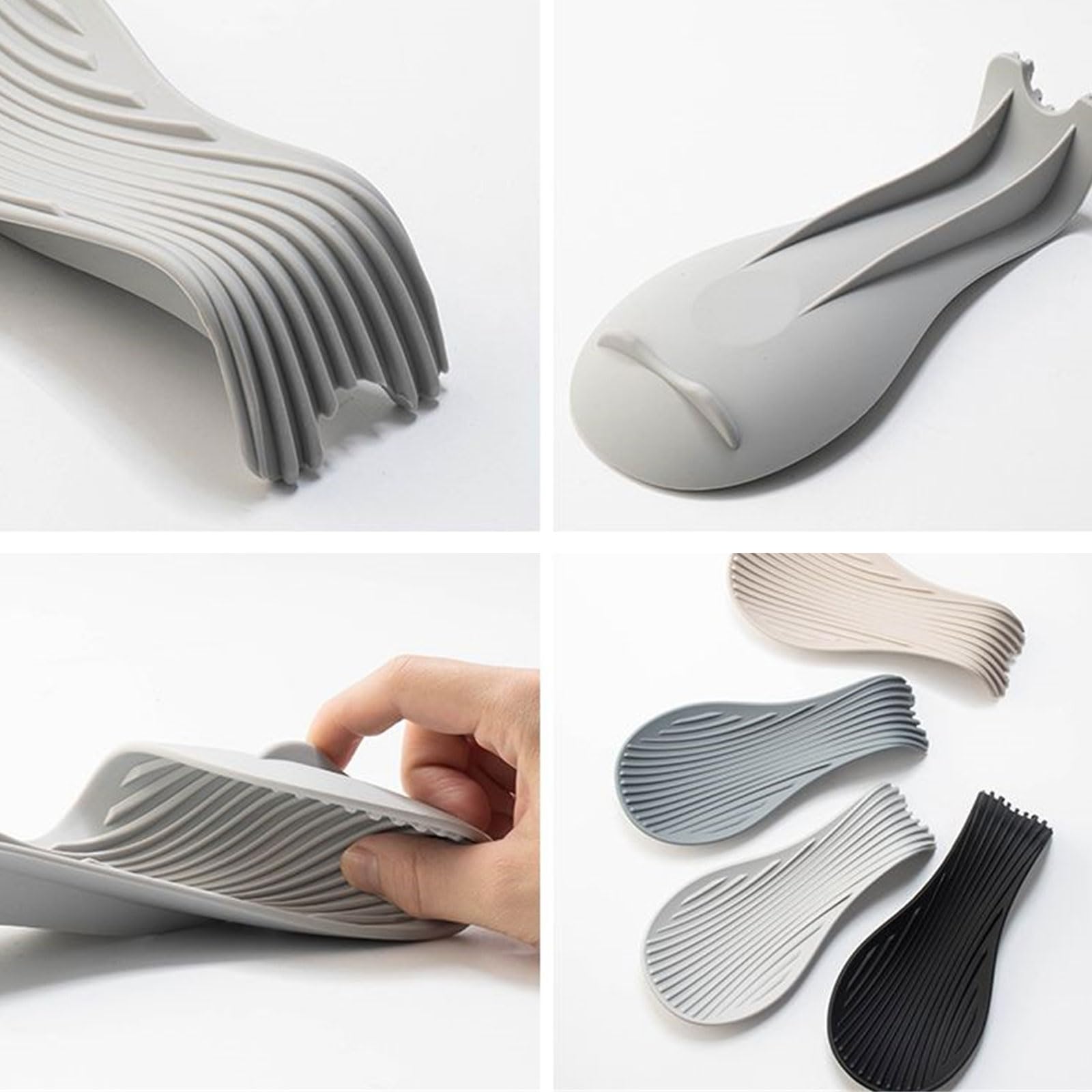 Soporte para cucharas de cocina, práctico soporte de silicona multifuncional para utensilios de cocina, cojines eficientes, soporte grande para cucharas