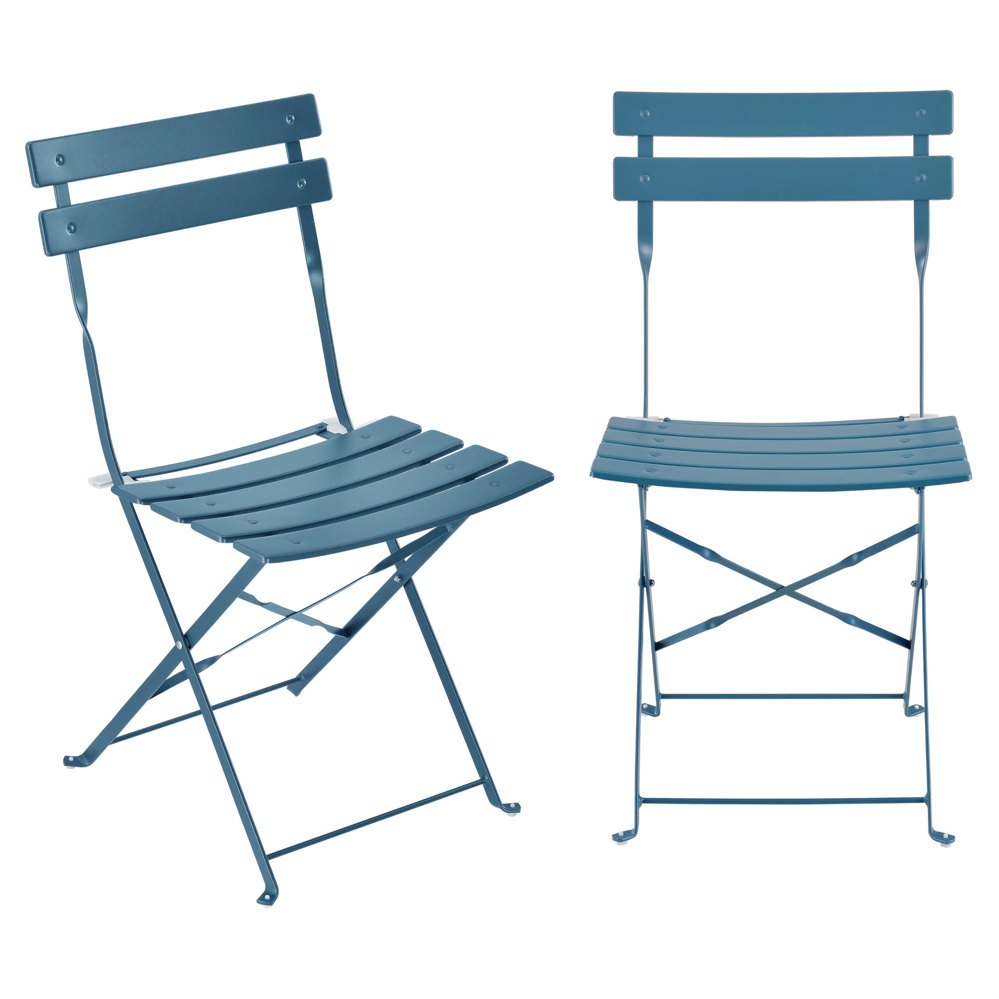 [en.casa] Set da Bistrot Pieghevole Tavolo a Piano Rotondo e 2 Sedie da Esterno Giardino Arredo Bistrò da Balcone Set da Caffè all'Aperto da Terrazza Patio - Acciaio/Turchese