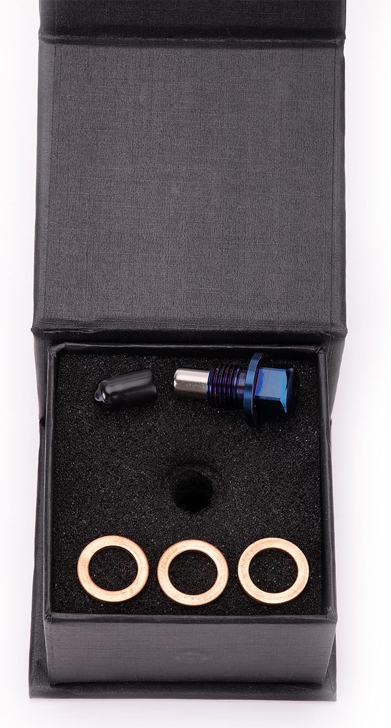 M12 x 1.25 titanium alloy Engine Oil Drain Plug with Neodymium Magnet, Copper Crush Washer Compatible Lexus,Toyota, Nissan, Infiniti