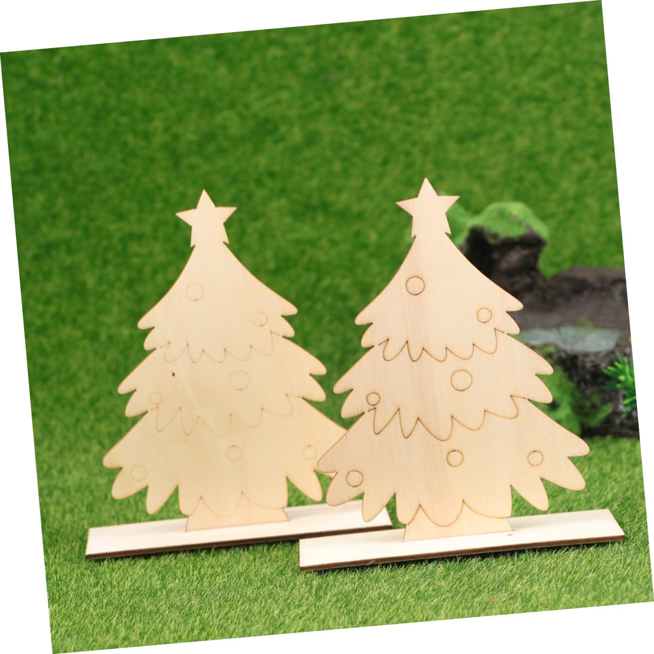 2pcs Christmas Tree Wooden Painting Boards for Kids Xmas Desk Decor