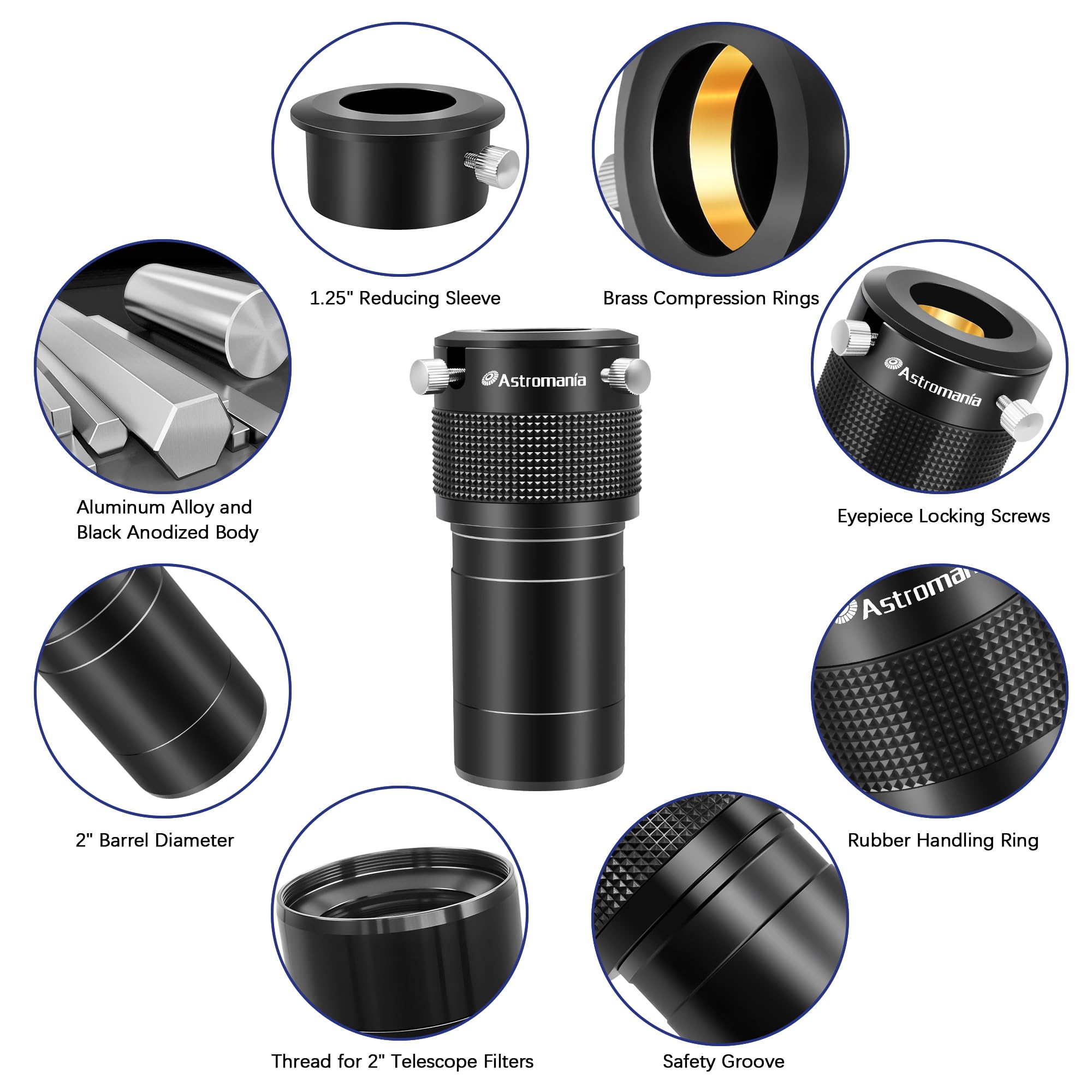 Astromania lente di Barlow per telescopi, 2" Ed 2X Dual Power