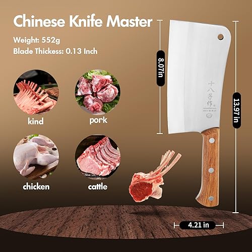 Miniatura 7 de Cuchillo de carnicero resistente SHI BA ZI ZUO para cortar huesos, cuchillo de cocina resistente