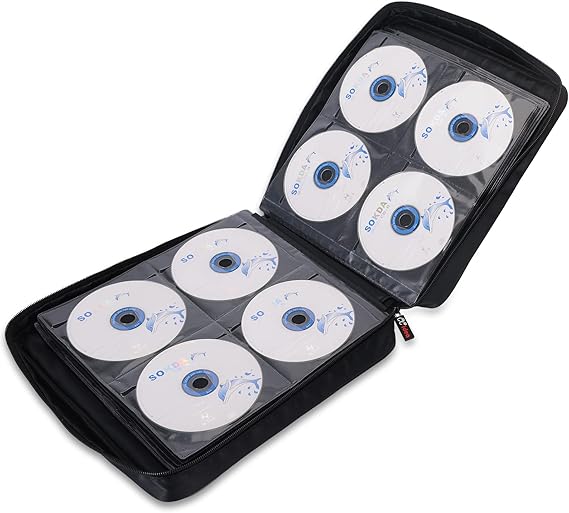CCidea CD DVD Case Holder, Portable Disc Storage Wallet Binder, Multiple Capacity CD Organizer for Car Home Travel, Anti-Scratch Blu-Ray Game Disc Storage (200-Black)