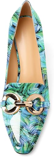 Miniatura 3 de Zamikoo Zapatos de tacón grueso para mujer, tacón alto, sin cordones, con hebilla de metal, puntera cuadrada cerrada, zapatos de vestir para el