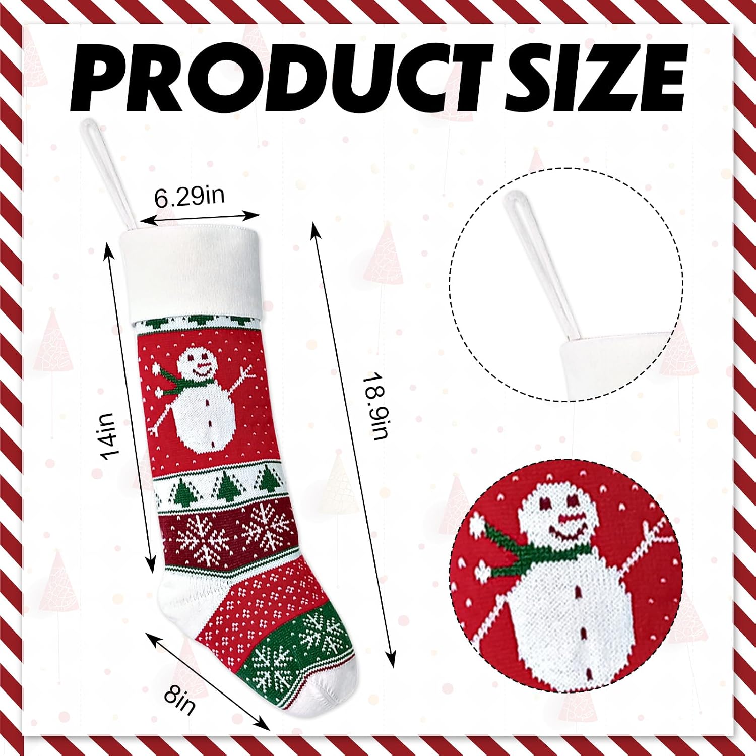 Christmas Stockings Xmas Knitted Red Green Snowman Snowflake Hanging Stockings Christmas Socks Fireplace Hanging Stockings for Christmas Party Decoration Winter New Year Party Favors Holiday Supplies image 2