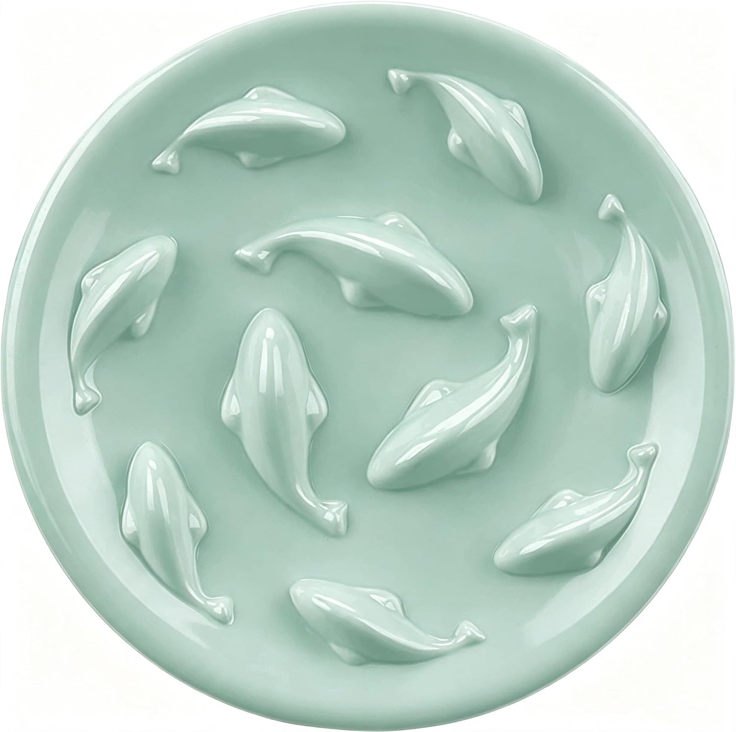 Slow Feeder Bowl for Cats and Small Dogs,Cilkus Fish Pool Design, Fun Interactive Bloat Stop Puzzle Feeder Bowl Healthy Eating Diet Made of Melamine Food Grade Material Dishwasher Safe (Green)