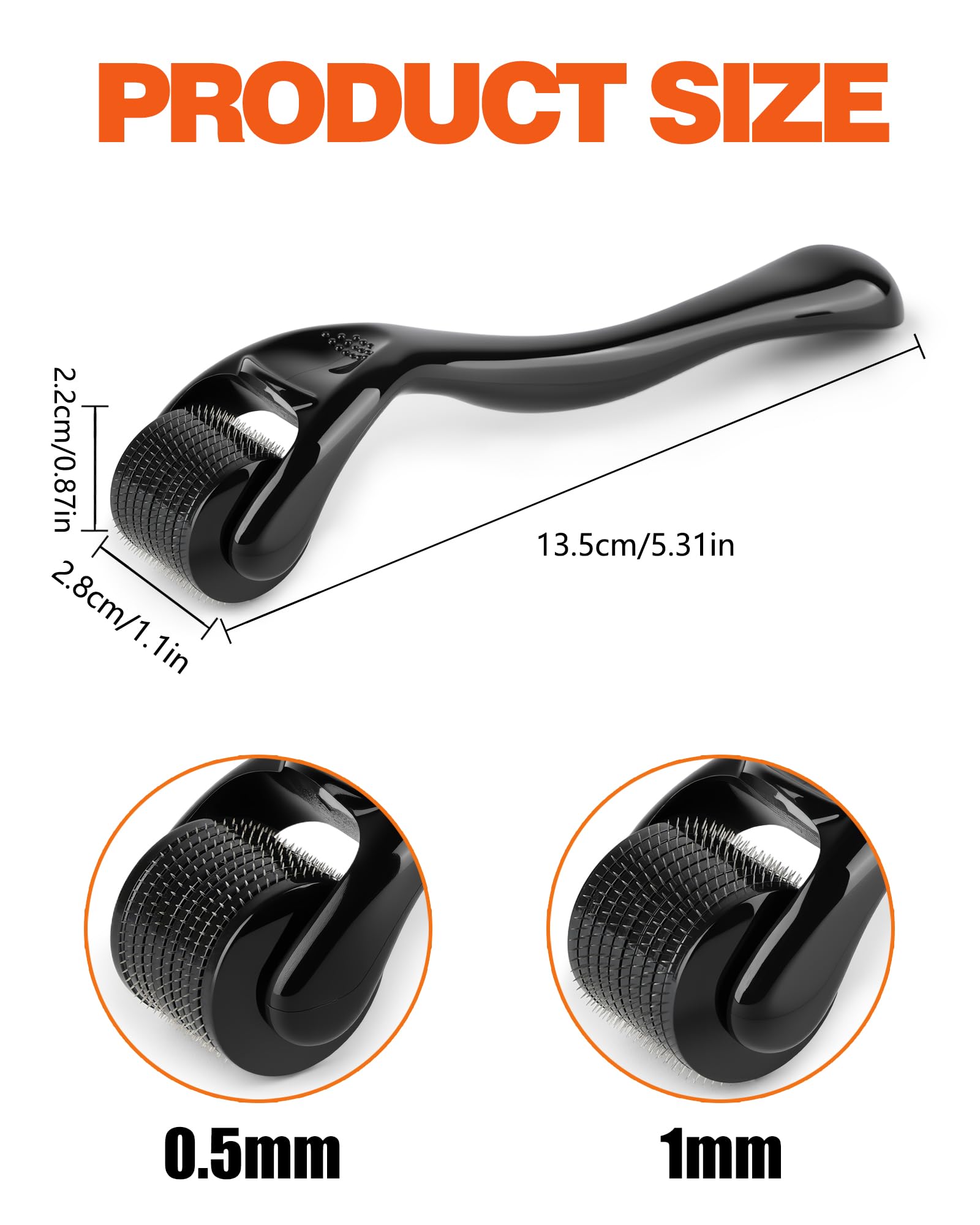 pulire Dermaroller 2 Pezzi, Microneedling Viso 0.5 mm e 1.0 mm con 540 Aghi, Dermaroller Capelli per Viso Cuoio Capelluto e Corpo, Uomini e Donne per Cura della Pelle, dei Capelli e Barba