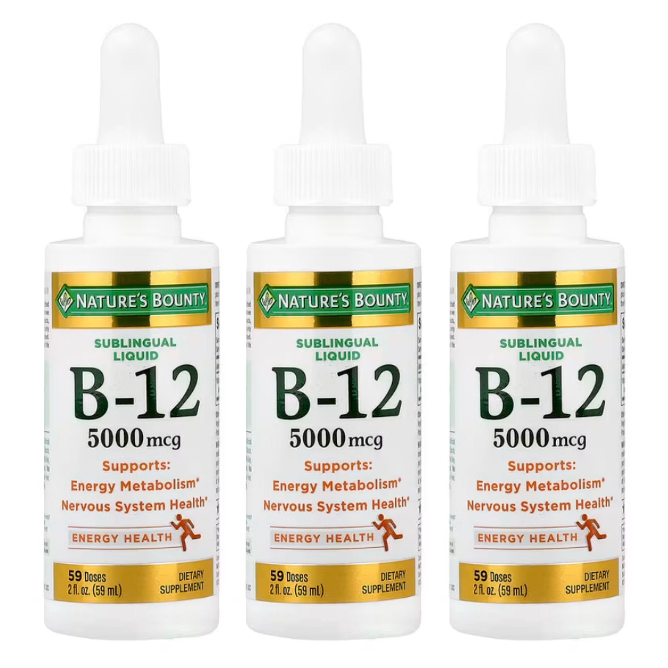 Nature's Bounty B-12 5000 mcg Sublingual Liquid Energy Health 2 oz (Pack of 3) 2 Fl Oz (Pack of 3)