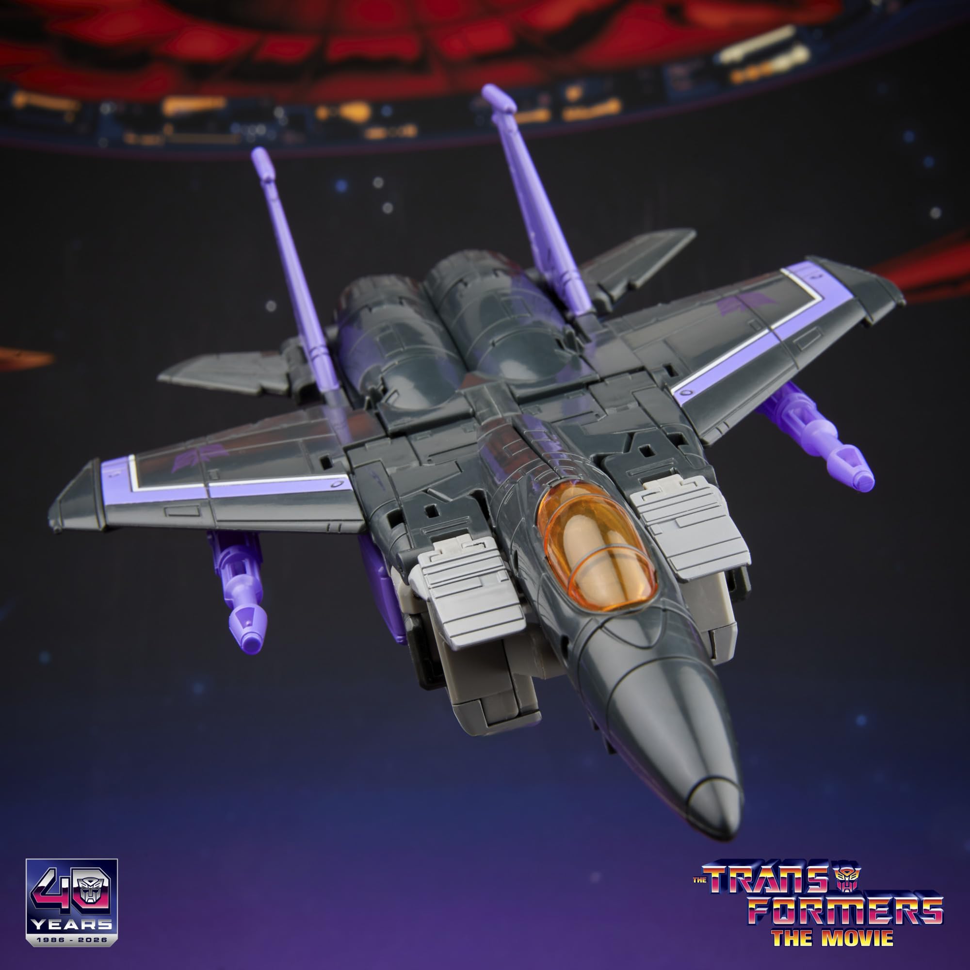 Skywarp z kolekcji Transformers Studio Series z filmu "The Transformers: The Movie", 16,5-centymetrowa przekształcająca się figurka klasy Voyager, zabawkowe roboty dla dzieci w wieku od 8 lat